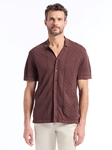 Brown Open Weave Delmar Short Sleeve Sweater | Robert Graham Sweaters Collection | Sam's Tailoring Fine Men's Clothing
