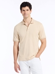 Oatmeal Three Button Elias Short Sleeve Men Polo | Robert Graham Polos & T-Shirts Collection | Sam's Tailoring Fine Men's Clothing