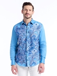Blue J. Scott'S World Limited Edition Button Down Men Shirt  | Robert Graham Long Sleeves Shirts Collection | Sam's Tailoring Fine Men's Clothing