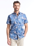Blue Junipero Short Sleeve Button Down Men's Shirt | Robert Graham Short Sleeves Shirts Collection | Sam's Tailoring Fine Men's Tailoring