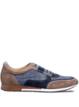 Taupe/Blue Caleta Suede/Linen Dress Casual Sneaker | Mezlan Casual Shoes Collection | Sam's Tailoring Fine Men's Clothing