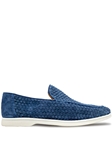 Navy Sanlucar Woven Suede Men's Moccasin | Mezlan Slip Ons Collection | Sam's Tailoring Fine Men's Clothing