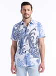 Blue Spenser Short Sleeve Button Down Men's Shirt | Robert Graham Short Sleeves Shirts Collection | Sam's Tailoring Fine Men Clothing