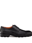 Black Aspen Pebbled Leather Men's Derby Shoe | Mezlan Lace Ups Shoes Collection | Sam's Tailoring Fine Men's Clothing