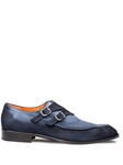 Indigo Cascade Suede Double Monk Strap Men Shoe | Mezlan Monk Strap Shoes Collection | Sam's Tailoring Fine Men's Clothing