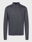 Charcoal Herringbone Jacquard Luxe Long Sleeve Men'S Polo | Emanuel Berg Polos Collection | Sam's Tailoring Fine Men Clothing