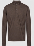 Dark Brown Wool Jersey Luxe Long Sleeve Men'S Polo | Emanuel Berg Polos Collection | Sam's Tailoring Fine Men Clothing
