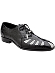 Black/White Simone American Alligator Leather Lace-Up Shoe | Belvedere Dress Shoes | Sam's Tailoring Fine Men's Clothing