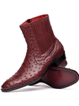 Wine Genuine Ostrich Men's Chelsea Boot | Western Boots Collection | Sam's Tailoring Fine Men's Clothing