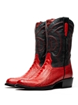 Red Genuine Ostrich Leg Skin Men's Cowboy Boot | Western Boots Collection | Sam's Tailoring Fine Men's Clothing