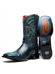 Black/Blue Genuine Python Skin Men's Cowboy Boot | Western Boots Collection | Sam's Tailoring Fine Men's Clothing