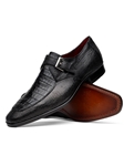 Black Caiman Crocodile & Lizard Men's Buckle Shoe | Marco Di Milano Monk Strap Shoes | Sam's Tailoring Fine Men's Clothing