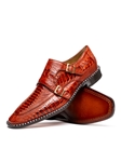 Rustic Cognac Genuine Ostrich Leg Double Monk Strap Shoe | Marco Di Milano Monk Strap Shoes | Sam's Tailoring Fine Men's Clothing