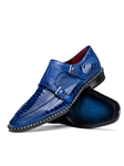 Electric Blue Genuine Ostrich Leg Double Monk Strap Shoe | Marco Di Milano Monk Strap Shoes | Sam's Tailoring Fine Men's Clothing