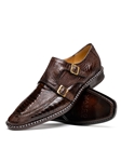 Brown Genuine Ostrich Leg Double Monk Strap Shoe | Marco Di Milano Monk Strap Shoes | Sam's Tailoring Fine Men's Clothing