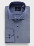Navy Micro Pattern Cotton Twill Premium Luxury Yoga Dress Shirt | Emanuel Berg Business Shirts Collection | Sam's Tailoring Fine Men Clothing