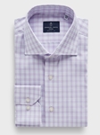 Light Pastel Purple Checked Cotton Twill Luxury Yoga Dress Shirt | Emanuel Berg Business Shirts Collection | Sam's Tailoring Fine Men Clothing