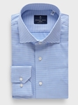 Bright Blue Micro Pattern Cotton Twill Premium Luxury Yoga Dress Shirt | Emanuel Berg Business Shirts Collection | Sam's Tailoring Fine Men Clothing