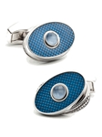 Tateossian London Blue Spin Oval Cufflinks CL0459 - Cufflinks | Sam's Tailoring Fine Men's Clothing