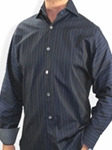 XMI Midnight Navy Stripe N7869 - Sport Shirts | Sam's Tailoring Fine Men's Clothing