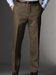 Hickey Freeman Tailored Clothing Modern Mahogany Collection Taupe Flat Front Trousers A7511600007 - Trousers or Pants | Sam's Tailoring Fine Men's Clothing