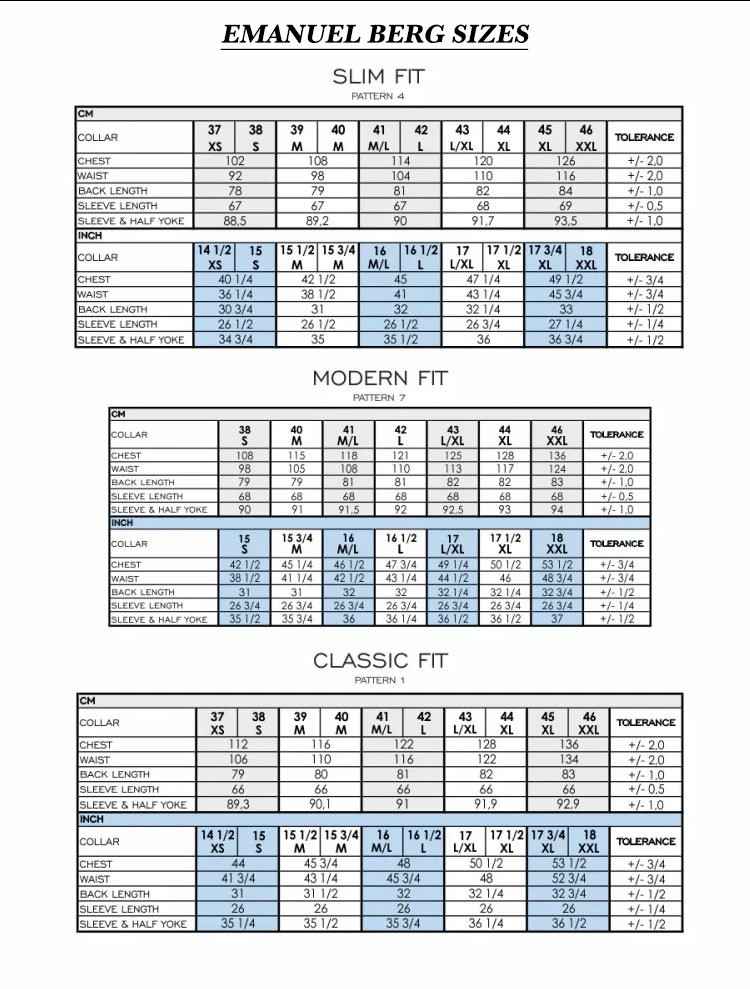 Sizing Information