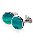 Teal Angel Wing Bordered Round Cufflinks | M-Clip New Cufflinks Collection 2016 | Sams Tailoring