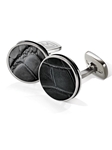 Black Alligator Bordered Round Cufflink | M-Clip New Cufflinks Collection 2016 | Sams Tailoring