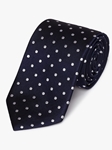 Navy Woven White Polka Dot Silk Tie | Fine Ties Collection | Sam's Tailoring Fine Men Clothing