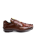 Brown Vasco Caiman & Calf Leather Sneaker | Belvedere Shoes Collection | Sam's Tailoring Fine Mens Clothing