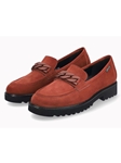 Rust Leather Velvet Handcrafted Women's Moccasin | Mephisto Women Slip-Ons | Sam's Tailoring Fine Women's Shoes