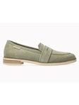 Light Khaki Leather Velvet With Heel Women Loafer | Mephisto Women Slip-Ons | Sam's Tailoring Fine Women's Shoes