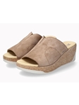 Light Taupe Leather Velvet Soft Air Women Sandal | Mephisto Women Sandals | Sam's Tailoring Fine Women's Shoes