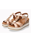 Pale Blush Leather Metallic Wedge Heel Women Sandal | Mephisto Women Sandals | Sam's Tailoring Fine Women's Shoes