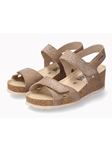 Light Taupe Leather Velvet Wedge Heel Cork Sandal | Mephisto Women Cork Sandals | Sam's Tailoring Fine Women's Shoes