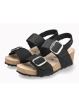 Black Leather Nubuck Women's Wedge Heel Sandal | Mephisto Women Cork Sandals | Sam's Tailoring Fine Women's Shoes