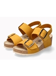 Ochre Leather Nubuck Women's Wedge Heel Sandal | Mephisto Women Cork Sandals | Sam's Tailoring Fine Women's Shoes