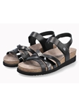 Black Leather Smooth Women's Footbed Sandal | Mephisto Women Cork Sandals | Sam's Tailoring Fine Women's Shoes