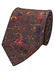 Brown Printed Twill Floral Fine Men Tie | Gitman Bros. Ties Collection | Sam's Tailoring Fine Men Clothing