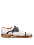 Grey/Blue Alari Perforated Nubuck Monk Shoe | Mezlan Shoes Collection | Sam's Tailoring Fine Men's Clothing