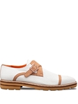 Bone/Cognac Alari Perforated Nubuck Monk Shoe | Mezlan Shoes Collection | Sam's Tailoring Fine Men's Clothing