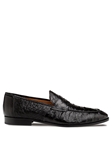 Black Nogales Ostrich Men's Exotic Penny Loafer | Mezlan Slip Ons Collection | Sam's Tailoring Fine Men's Clothing