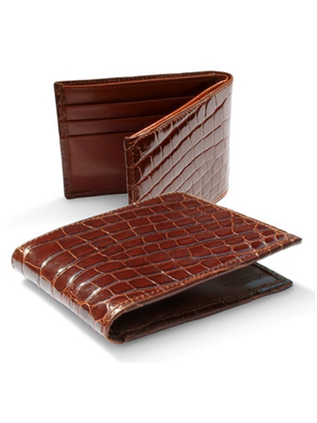 Cognac “Pocket Secretary” Alligator Wallet