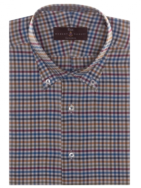 Multi Color Check Estate Sutter Tailored Dress Shirt | Robert Talbott ...