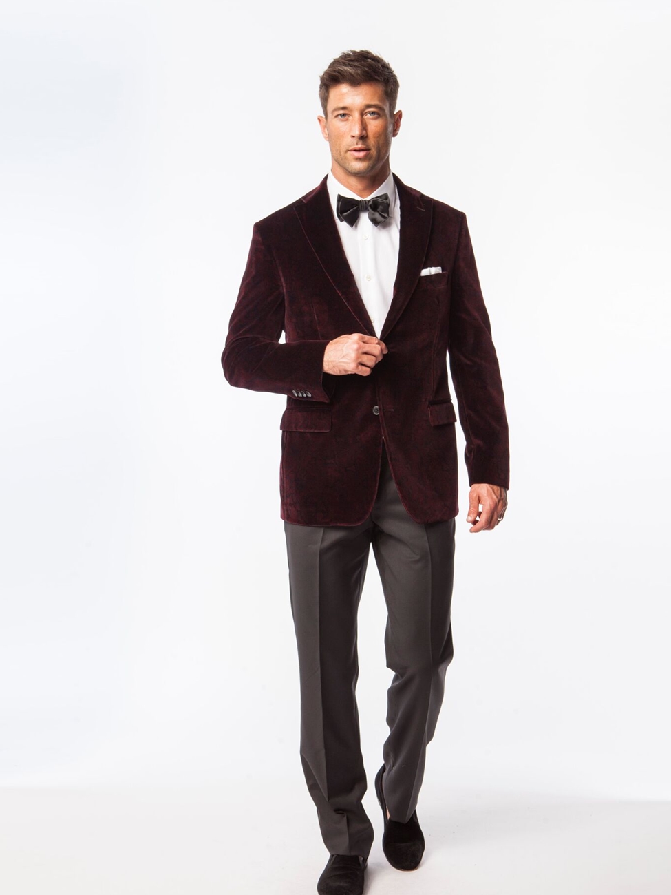 Maroon Paisley Velvet Evening Men's Jacket | Ike Behar Jackets | Fine ...