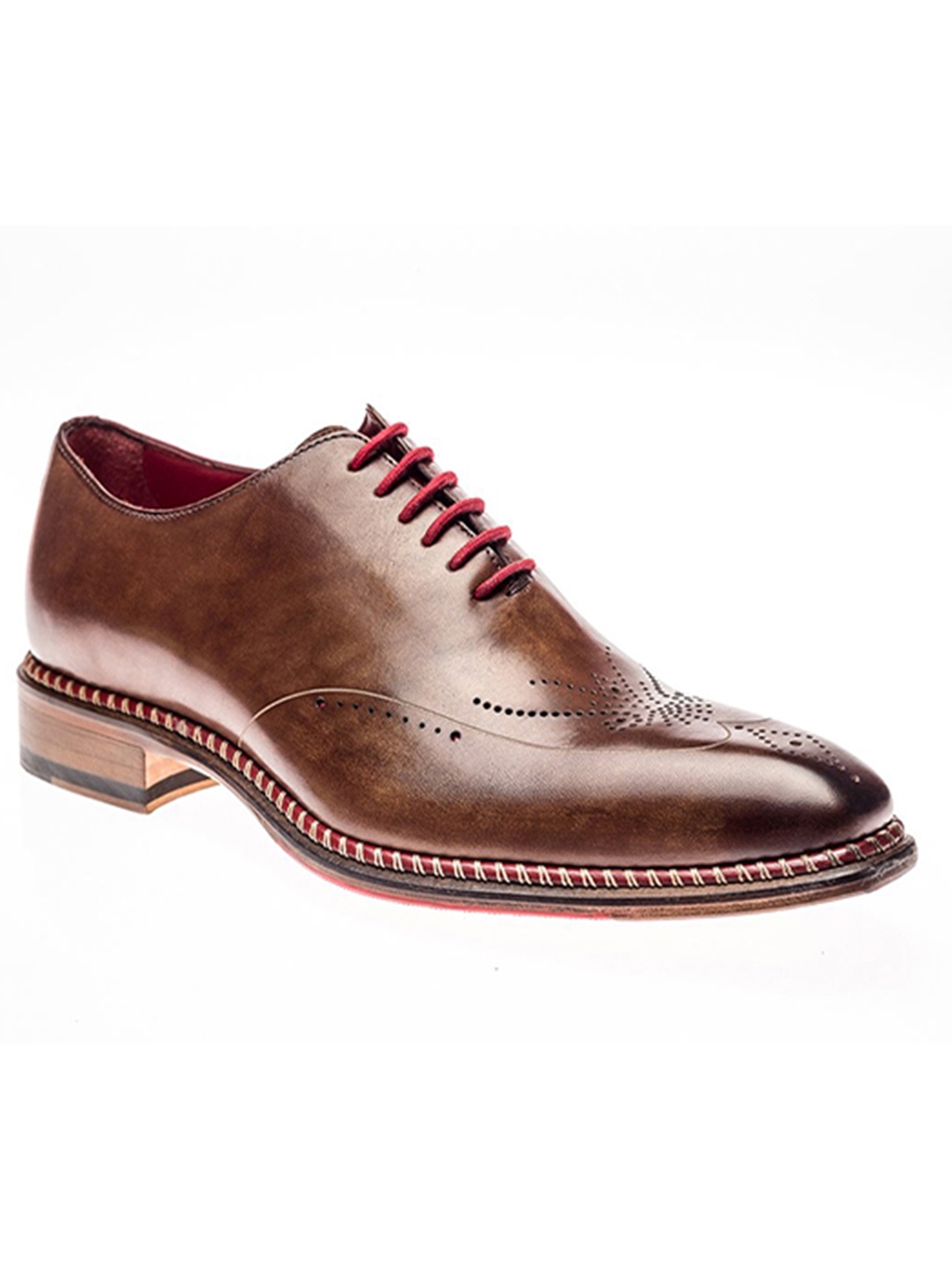 Cuoio Rosso Burnished Medallion Toe Veloce Oxford | Jose Real Shoes ...