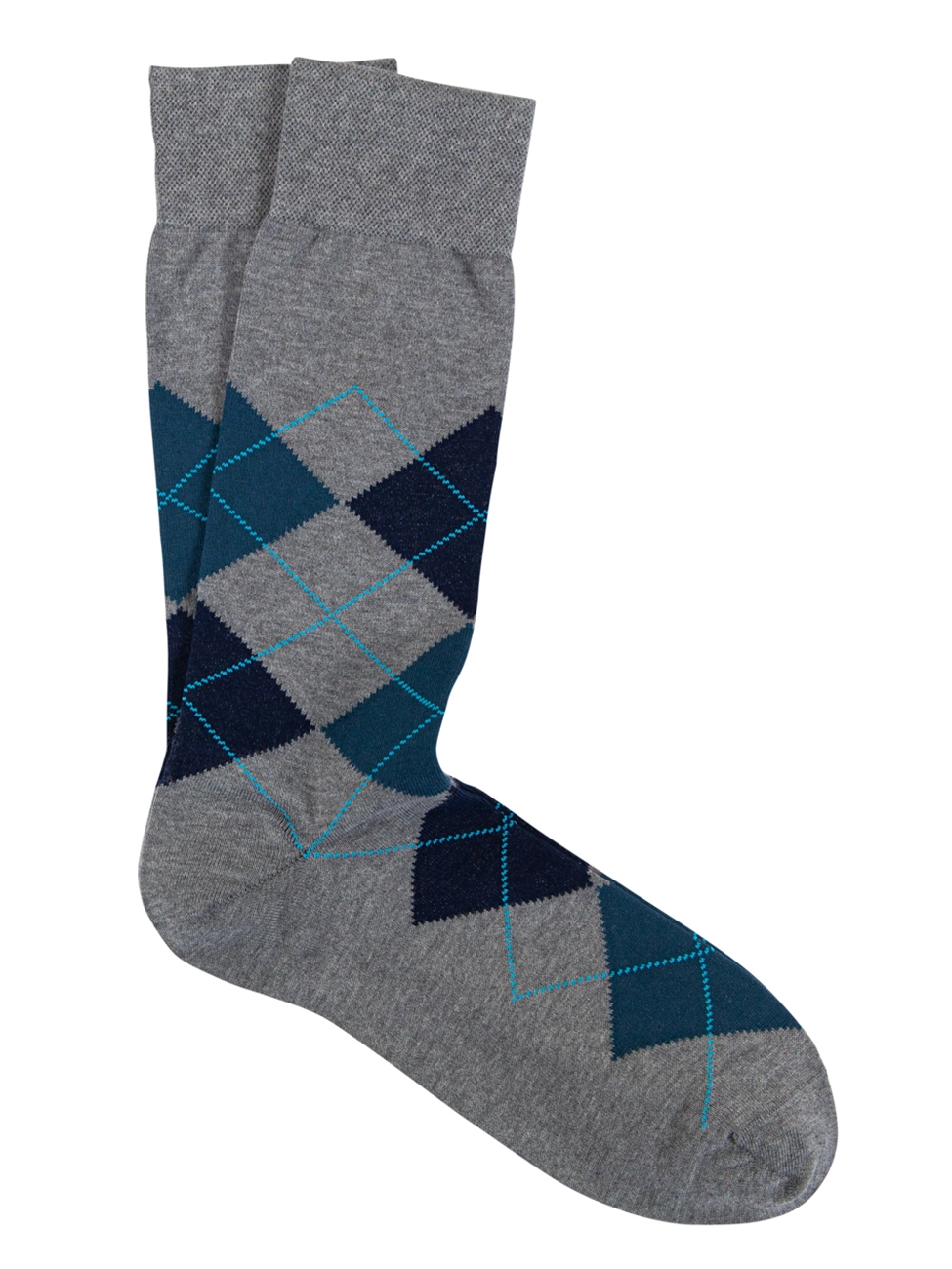 Grey/Blue Pima Cotton Argyle Sock | Marcoliani Socks Collection | Sam's ...