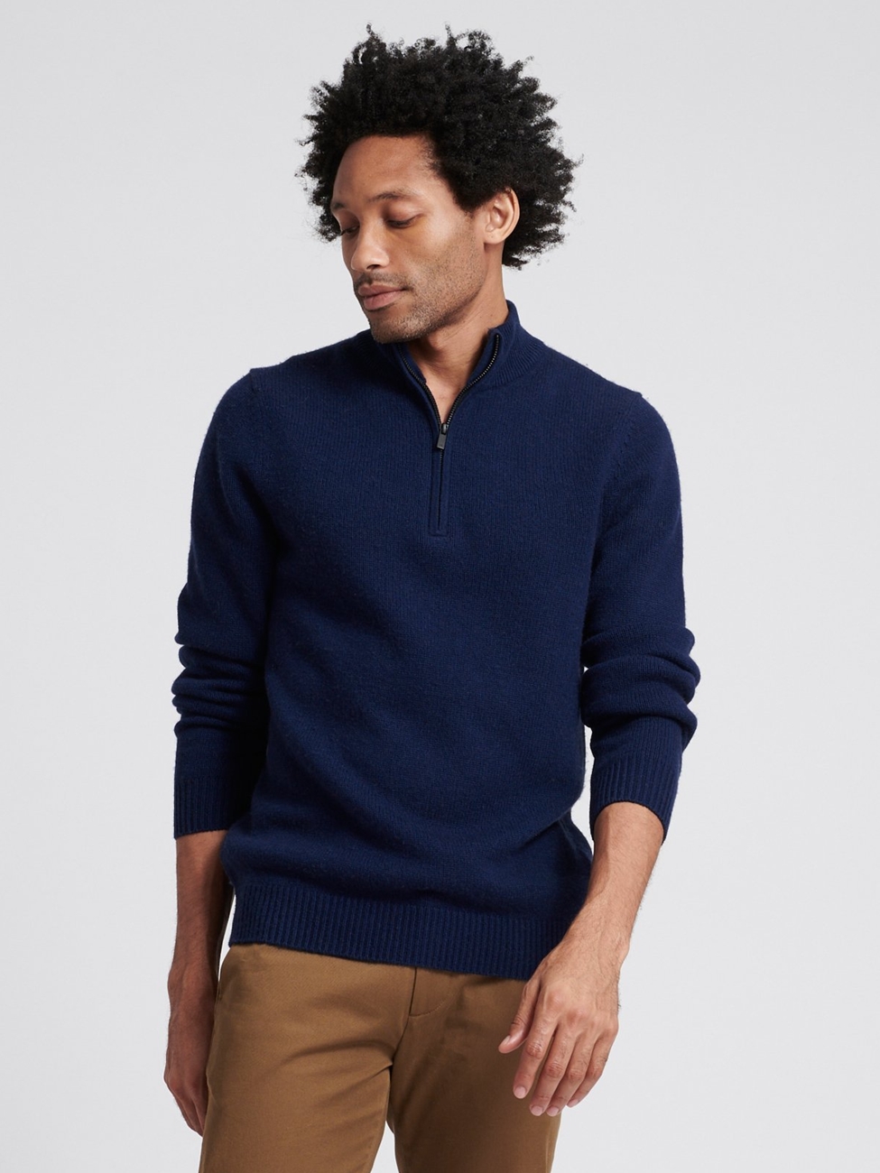 Navy Wool Cashmere Quarterzip Sweater | Naadam Quarter Zip | Sam's ...