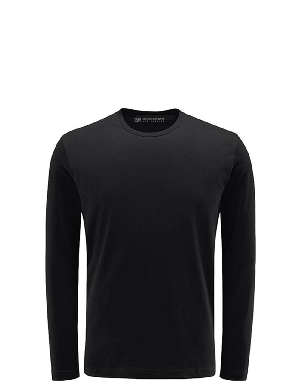 Black Pima Cotton Crew Neck Long Sleeve T shirt | Georg Roth t Shirts ...
