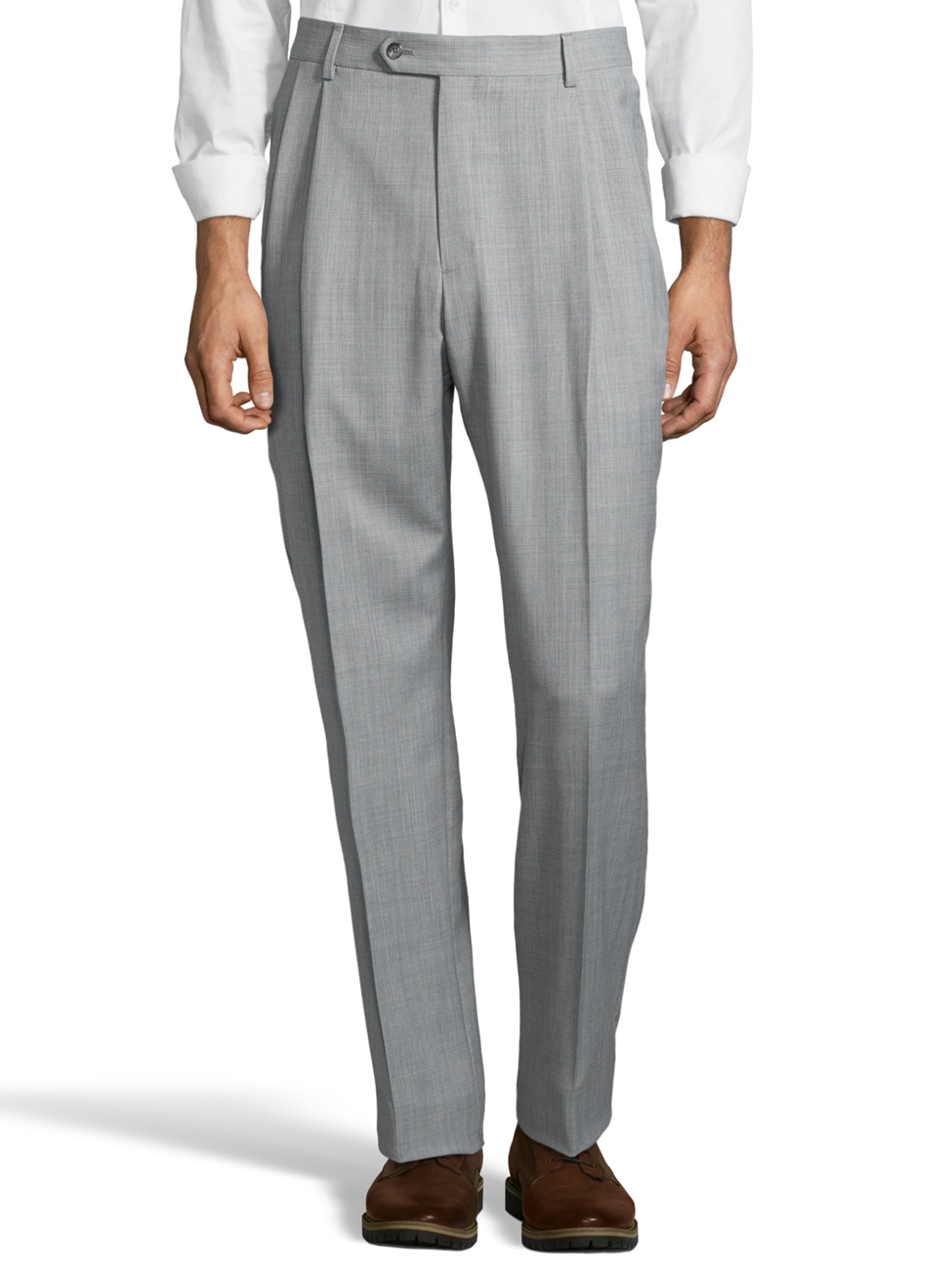 Grey Gabardine Pleated Wool Men's Pant | Palm Beach Dress Pants | Sam's Tailoring Fine Men's